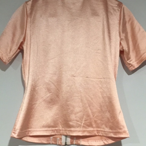 90’s Vintage Georges Marciano Pink stretchy satin short sleeve surf top - Picture 6 of 8